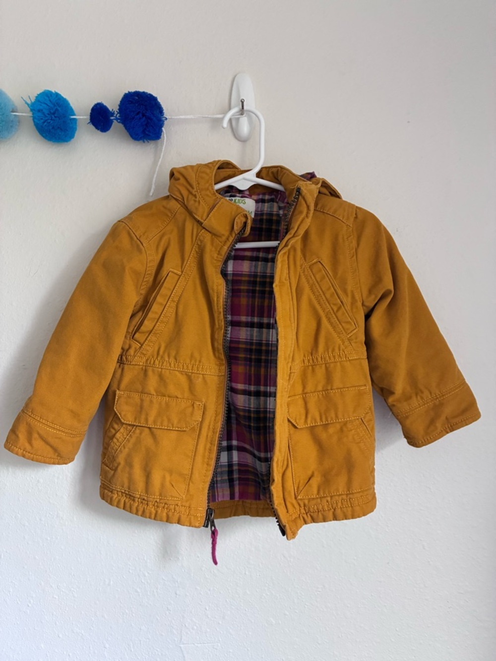 OshKosh B'gosh Mustard Yellow Hooded Plaid Jacket